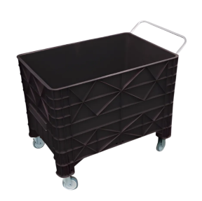 CAIXA PLÁSTICA PRETA 370L COM RODAS E CABO SEM TAMPA